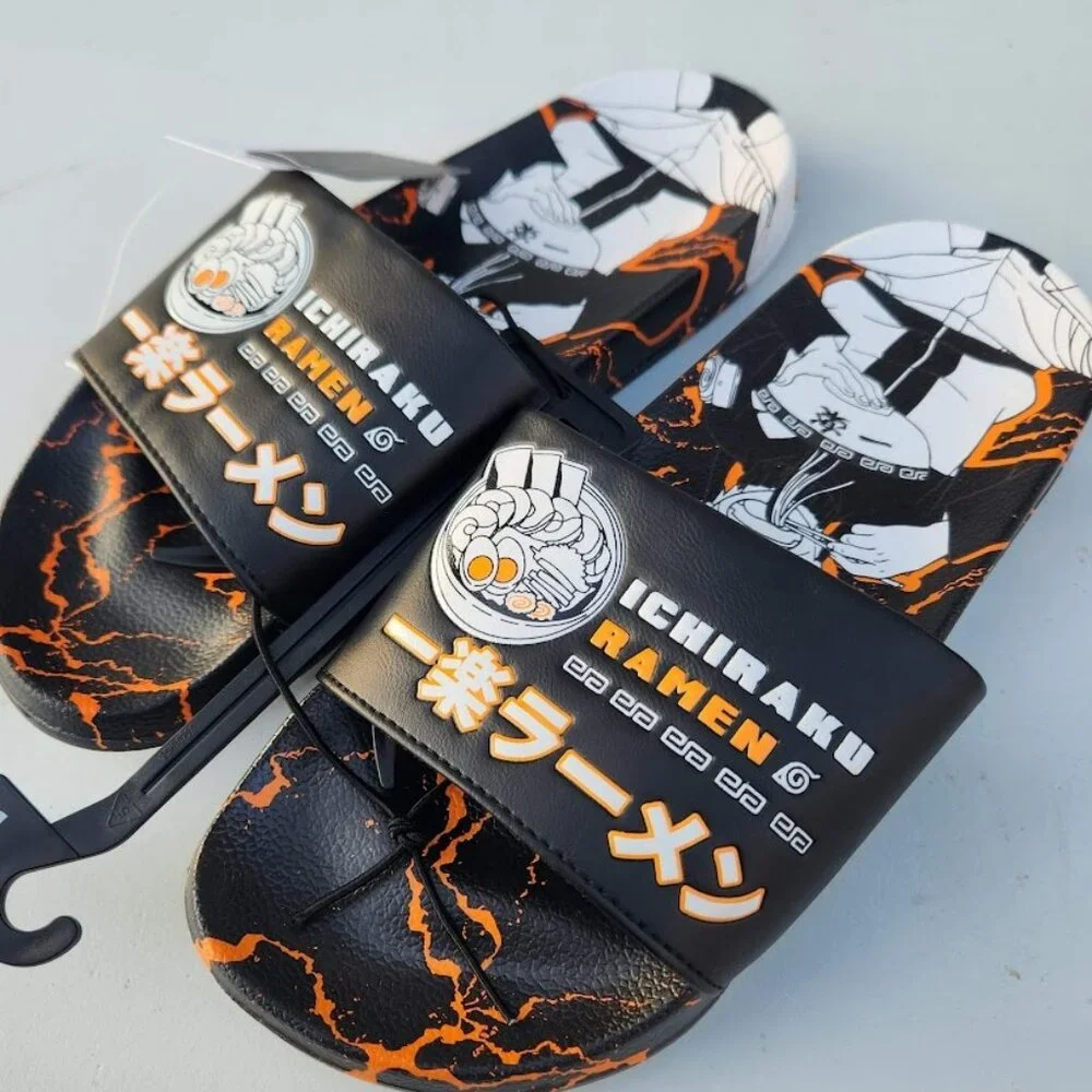 NEW Naruto Anime Ramen Men’s Size 7 Slippers Sandals Slides Shippuden Ichiraku R